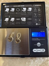 14K Yellow Gold Heart Dangle Earrings Italian Leverback 2.74g