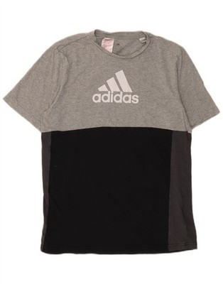 Adidas Jungen Grafik T-Shirt Oberteil 15-16 Jahre Grau Colourblock Baumwolle DL14