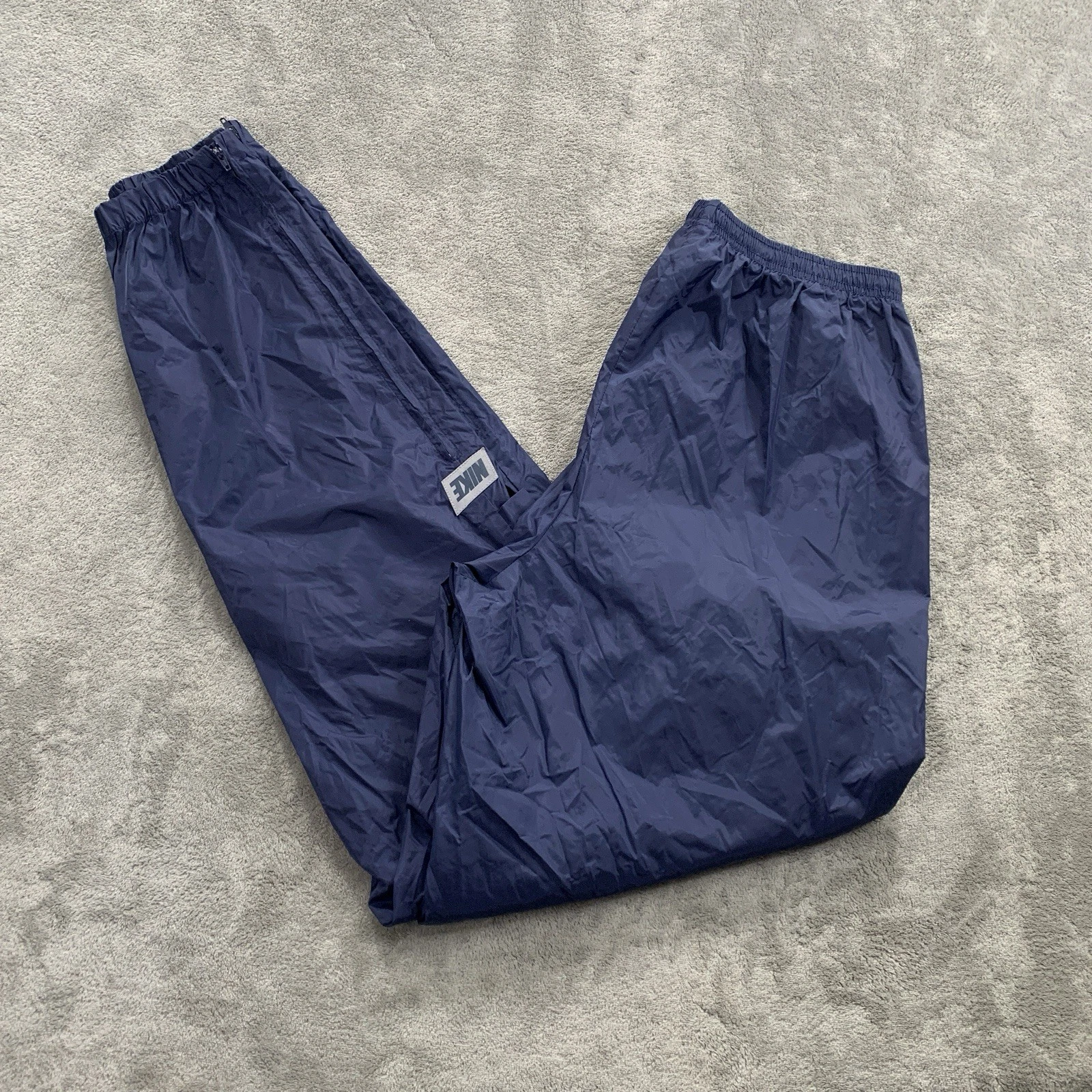 Vintage Nike Track Pants Mens Large Windbreaker Navy Blue Gray Tag 90’s Vented
