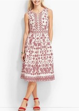 Talbots Bandana Paisley Fit & Flare Embroidered Cotton Dress 10 Western Career