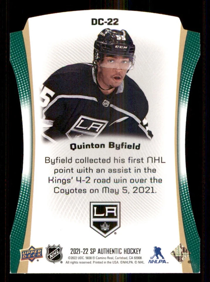 2021-22 SP Authentic Die Cuts Green #DC22 Quinton Byfield - Image 2 of 2