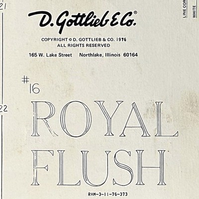 Gottlieb Royal Flush Pinball Machine Game Manual Schematics ORIGINAL