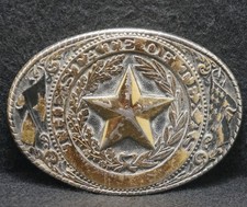 XB17141 VINTAGE 1970s THE STATE OF TEXAS STATE SEAL COMMEMORATIVE BELT BUCKLE