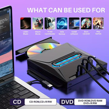 Powerful 8-In-1 External CD/DVD Drive Featuri...