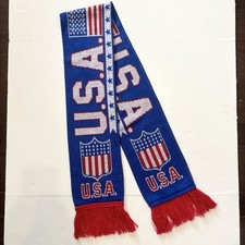USA Winter Knit Neck Scarf Acrylic Olympics Sports 60 Inches w/ Fringe