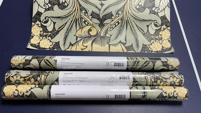 #ad NW41510 Lot 10 Acanthus Floral Charcoal amp; Goldenrod 20.5”x6yds 20.8” Repeat $40.00