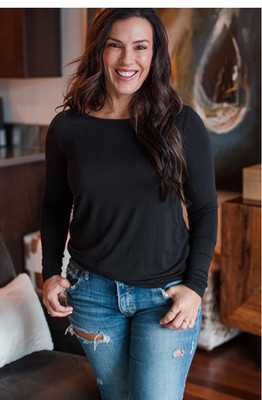 Yala Jena Long Sleeve Bamboo Tee Shirt Black Small