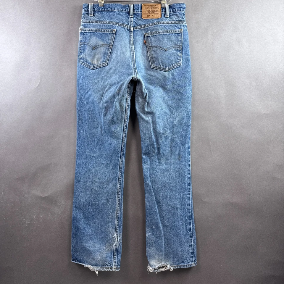 Jeans Levis 517 Vintage Hombre 32x32 Azul Años 90 Naranja Tab Bootcut Hecho en EE. UU. (Tag34x32) Foto 4 de 4