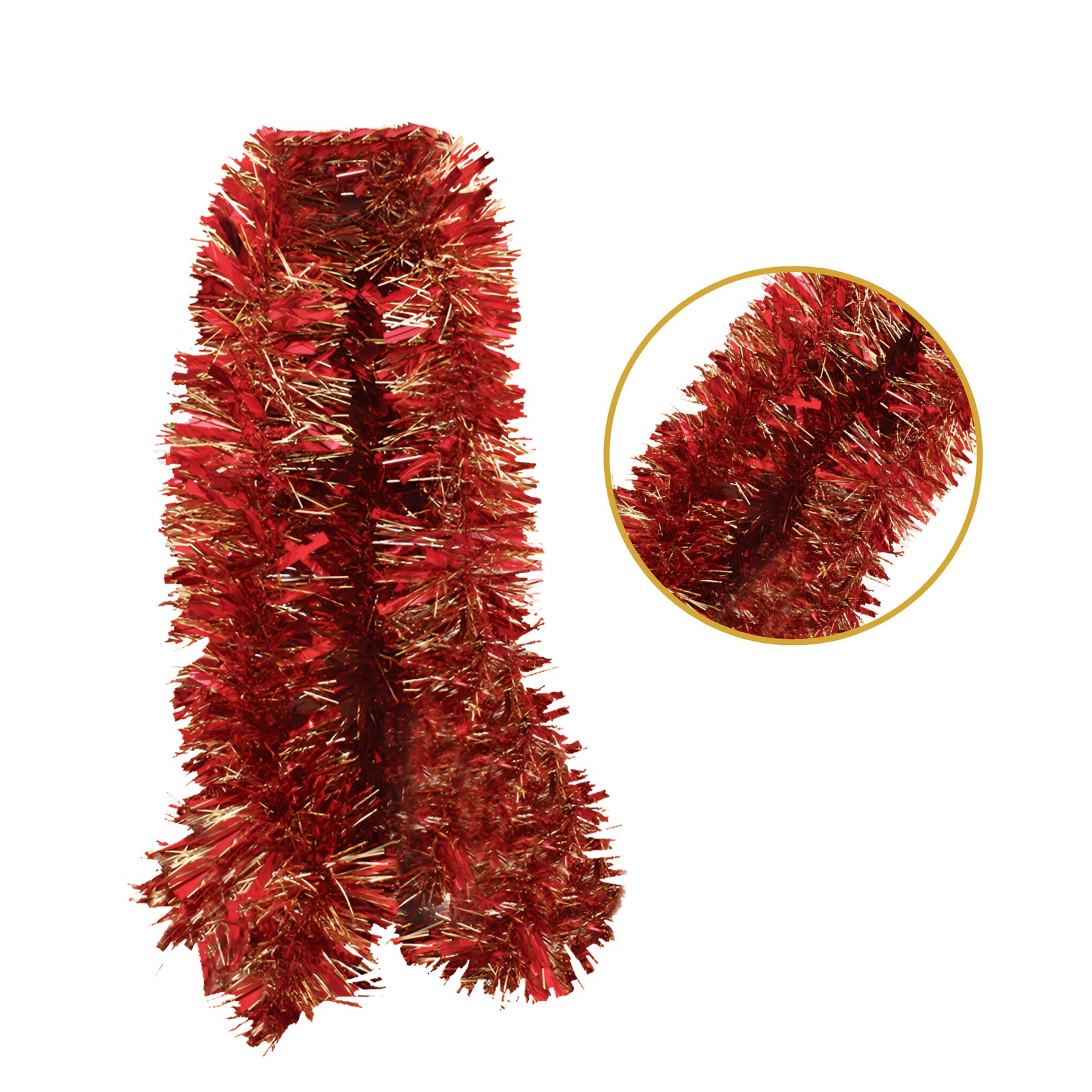 2m Christmas Chunky Red & Gold Tinsel - Garland Decoration Party