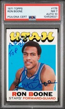 1971 Topps #178 Ron Boone RC Signed ABA Top-30 Utah Rookie PSA 7 DNA Auto 10