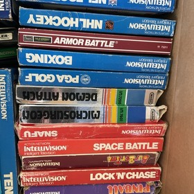 Intellivision Game Lot Auction, Games In Box Some Loose With Overlays