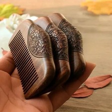 Black Gold Sandalwood Pocket Comb Fine Tooth Anti Static Hair Beard Styling Lice