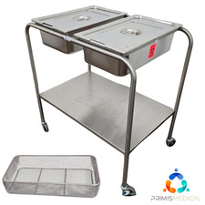 Blickman 7808SSC Stainless Steel Dual Basin Instrument Cart w/ Baskets and Pans