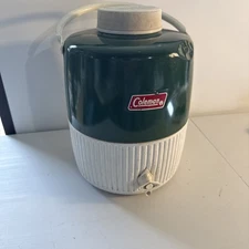 Vintage Coleman 2 Gallon Insulated Jug Green Camping Water Cooler With Cup