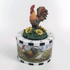 Vintage Rooster Kitchen Timer With Sunflower Base Collections 60-Minute Timer