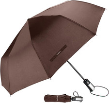 Travel Umbrella Windproof with 46 Inches Large Canopy 10 Reinforced Fiberglass R