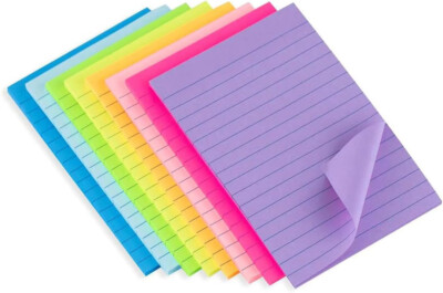 8er-Pack linierte Haftnotizen A6 4x6 Zoll, bunte linierte Post It Notizblock