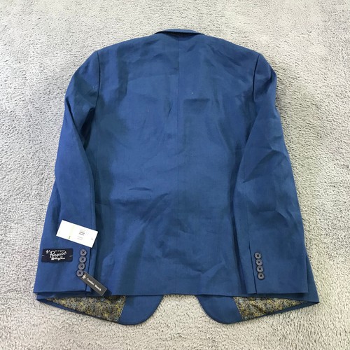 New Penguin Blazer Mens 46 R Sports Coat Blue Skinny Jacket Linen Casual Adult - Picture 8 of 15