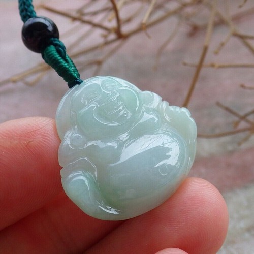 Certified Small Green Burma Natural A Jade jadeite pendant Buddha God 406677 - Picture 3 of 7