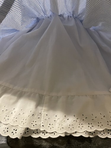 Abito Rebecca Raggs originale blu righe bianche coniglietto pasquale applique occhiello vecchio - Foto 7 di 14