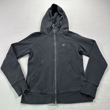 Lululemon Scuba Hoodie Womens 10 Black Full Zip Sweatshirt Thumbholes LW4AWMS 