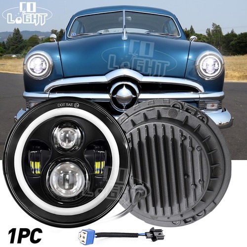 Halo 7" Round LED Headlight fit Ford Custom 1949 1950 1951 1952 1953 1954-1957