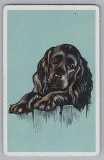 O) ONE Single Swap Playing Card Artistic MCM Dog Canine Vintage King Of Spades
