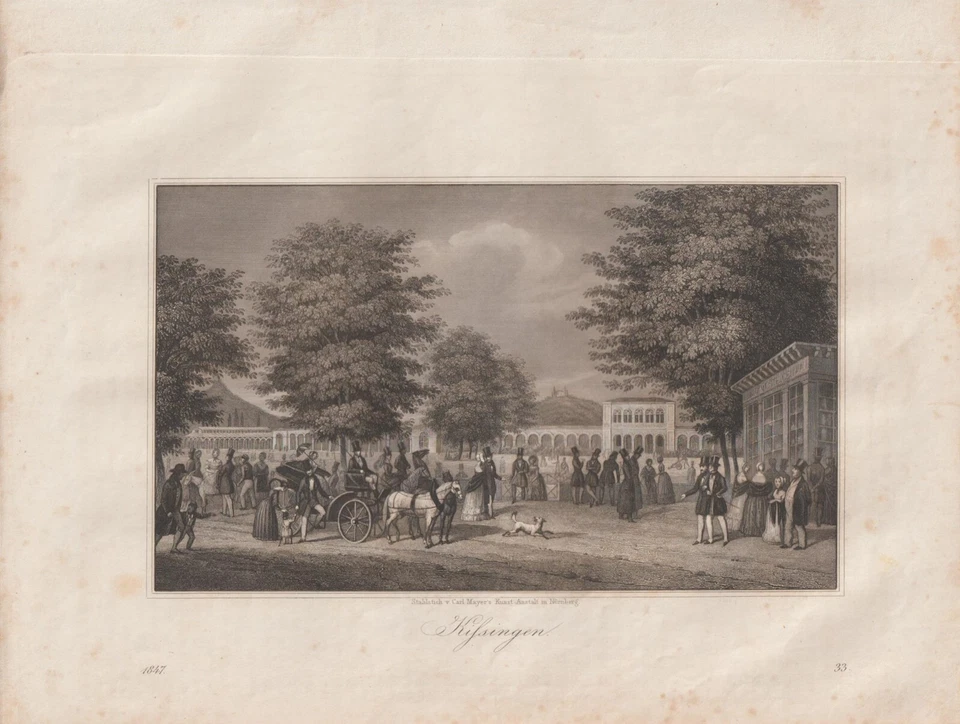 Ansicht von Bad Kissingen Kurpark Arkadenbau STAHLSTICH von 1847 - Bild 1 von 1