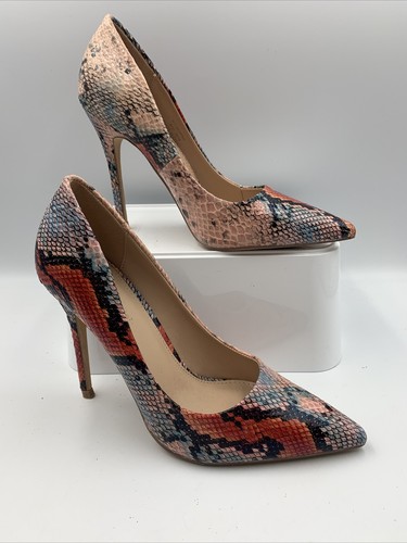 Miss Selfridge Multicoloured Snake Print Stiletto Heels. Pointed Toe. VGC. UK4  - Picture 1 of 16