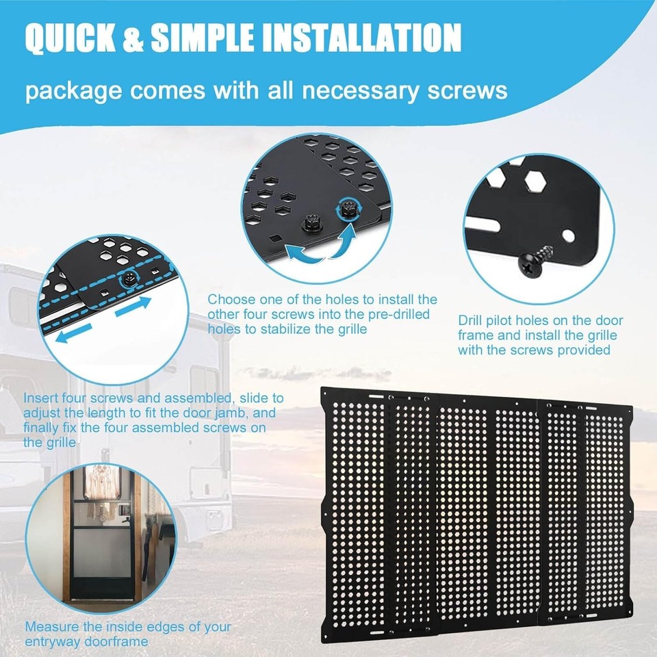 RV Screen Door Protector for Dogs, Adjustable Aluminum Alloy RV Entry