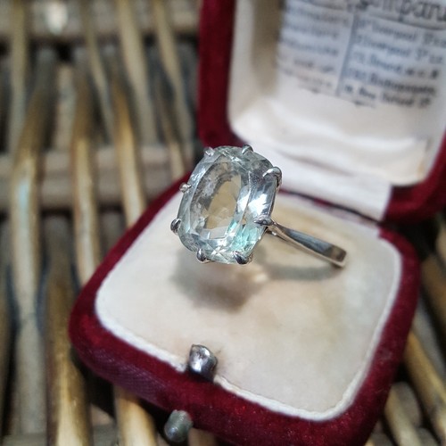 925 Sterling Silver Ring, Green Amethyst Gemstone Ring , Size O US 7.25 - Picture 2 of 7