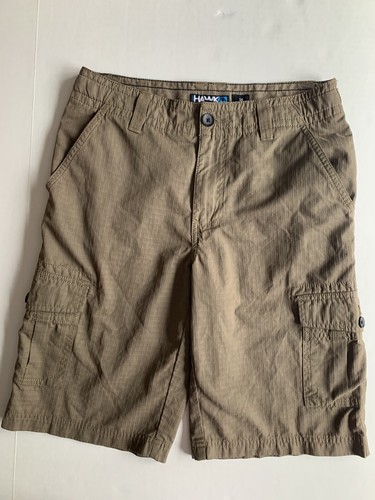 Boys Sz 16 Tony Hawk Tan Khaki Textured Cargo Shorts Pockets Skateboard SHIP2DAY