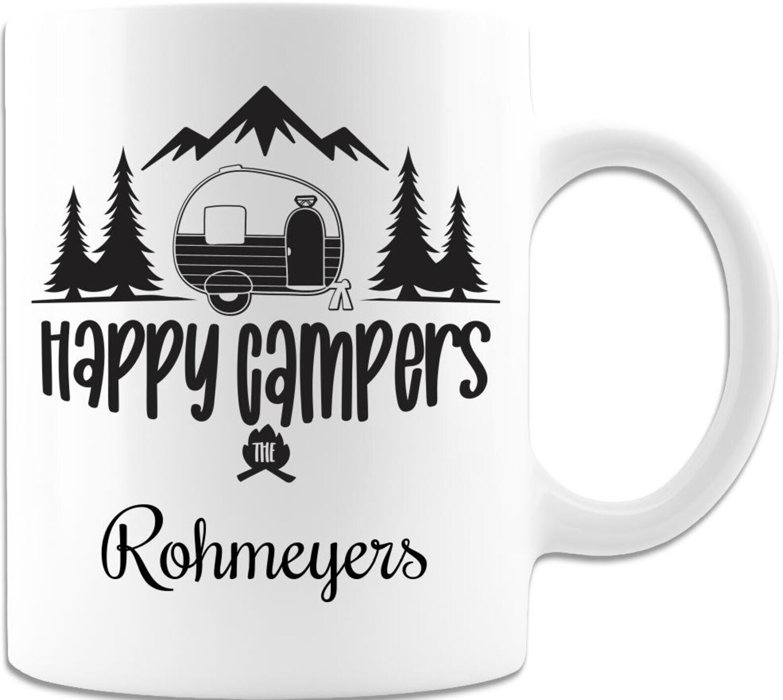 Happy Campers Custom Personalize Family Namewhite Ceramiccoffee Mug Idea