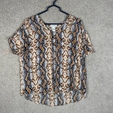 Carmen Marc Valvo Womens Snake Print Short Sl...