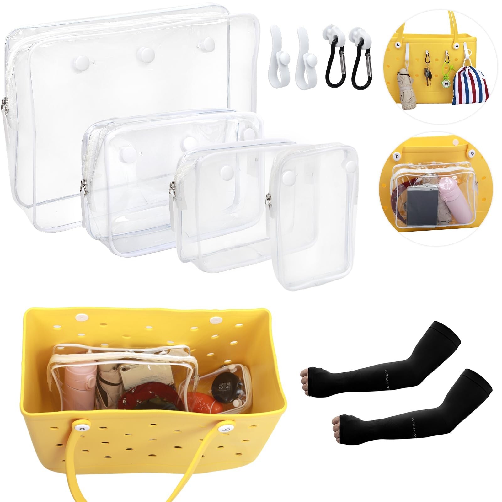 4-Pack Clear Bogg Bag Accessories with Arm Sleeves & Key Holders