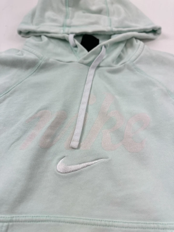 Nike Sudadera con Capucha Mujer Mediana Verde Azul Como Nuevo Logo Cordón Pullover Foto 3 de 4