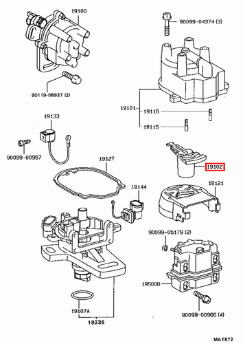 Genuine MR2 SW21 SW20 Sprinter AE101 3SGTE 5S 4AGE Distributor Cap Rotor Button - Picture 13 of 20