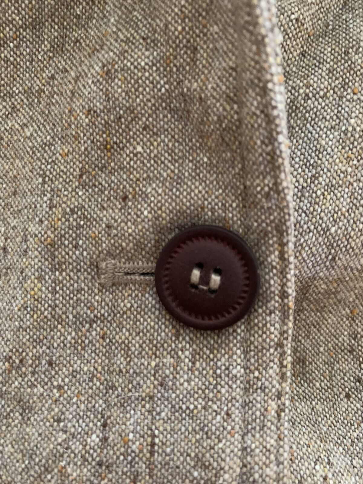 LL Bean Wool Blazer Woman Tweed 10 Brown Tan Butt… - image 8