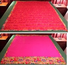 Patchwork Quilt Throw Blanket Cover 62x79 Bright Pink Floral Hand Tied OOAK NEW