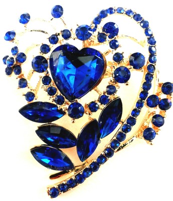 Broche En Métal Doré Avec Strass Bleus - Garantie Sans Nickel - Neuf Avec étiquettes