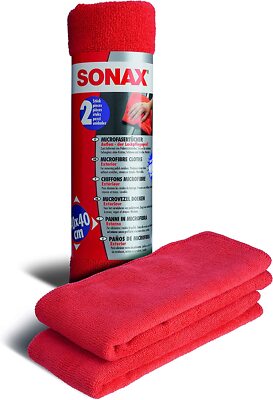 2x SONAX MicrofaserTuch Außen - der Lackpflegeprofi 40 x 40 cm Poliertuch