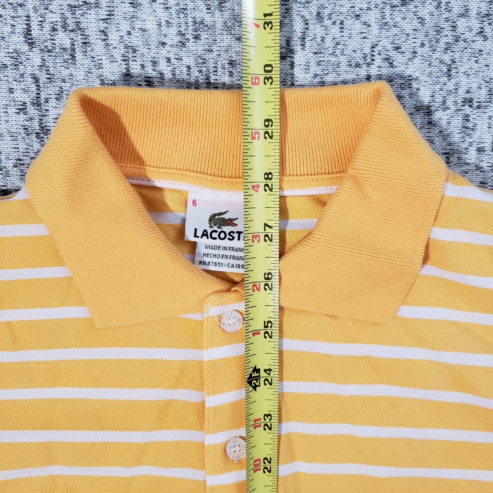 Vtg Lacoste Tag Size 6 Made in France Yellow Mens Polo Shirt Golf 100% Cotton thumbnail 9
