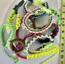 9 Paracord Bracelets Outdoor Nylon Rope Survival Parachute Bracelets & 1 for Key