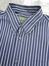 Eddie Bauer Men's XL Relaxed Fit Shirt Long Slv Wrinkle Resistant Striped Blue