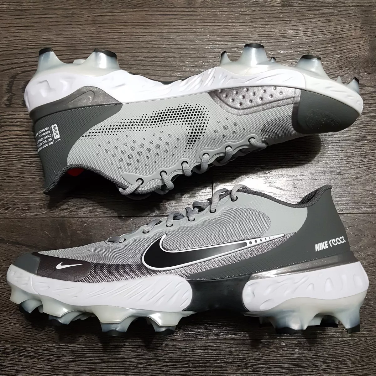 NIKE Alpha Huarache Elite 3 Low MCS Baseball Cleats Mens 12 Grey