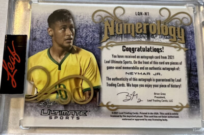 Neymar Jr 1/1 Auto Game Used Patch 2021 Leaf Ultimate Sports 