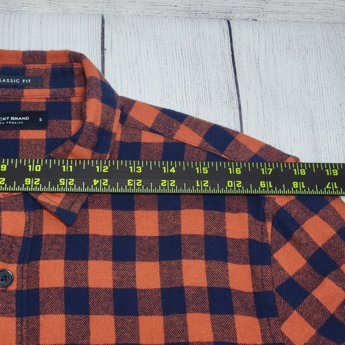 Lucky Brand Button-up Shirt Men's Small Classic Fit Long Sleeve Orange Flannel - Picture 7 of 9
