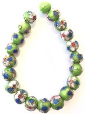 10mm Vintage Green metal Cloisonn  Round Beads-Jewelry making Beads