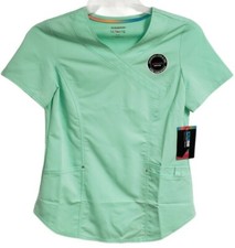 Scrubstar Women's Ultimate Premium Mock Wrap Solid Color Scrub Top Green Size XS