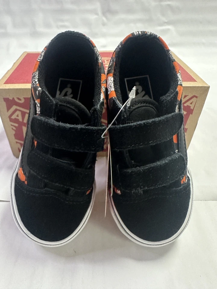 全新 Vans Old Skool V 学步儿童 'Glow Sk8 Monsters' Puffins Bill/True White - 7.0 T — 第 4/4 张图片